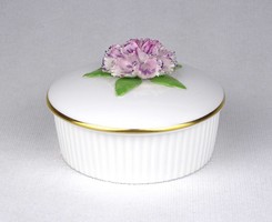 1U298 Jelzett rózsaszín virágos fehér Wedgwood porcelán bonbonier