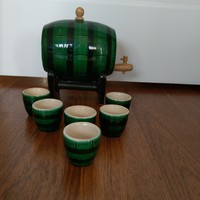 Retro hibátlan kerámia hordó+6 pohár