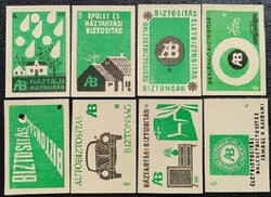 Gy221 / 1965 állami Biztosító gyufacímke 8 db-s teljes sor