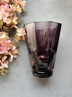 Josef Hoffman Art Deco ametiszt színű fazettált kristályváza- Moser