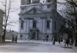 Régi fotónegatív Pápa, Szent Isvtán Vértanú templom 1960-as évek kb.  B12/89