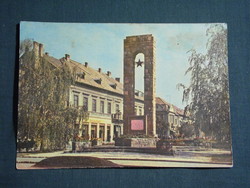 Képeslap,Gyöngyös,Lenin út,Szovjet hősi emlékmű,park látkép részlet, 1963-