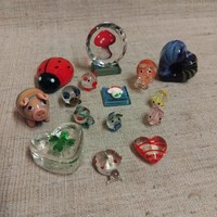 15-DB RETRO KÉZIMUNKÁVAL KÉSZÍTE15-Db MURÁNOI ÜVEG MINIATŰR FIGURA VITRINTÁRGY  GYŰJTEMÉNY
