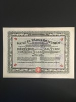 Ganz és Társa Danubius Részvénytársaság Részvény 1923.