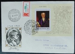 FF3558 / 1982 Festmény - Johann Wolfgang Goethe blokk FDC-n futott