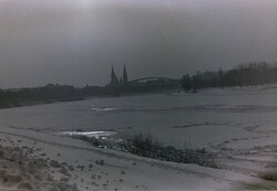 Régi fotónegatív Szeged, befagyott és havas Tisza 1950/60  B12/107-109