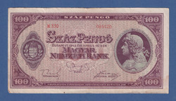 100 Pengő 1945 Vízjel nélküli papíron VF+ eltolódott nyomat