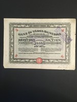 Ganz és Társa Danubius Részvénytársaság Részvény 1923.