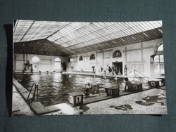 Képeslap,Gyula,Várfürdő,strand,fedett uszoda látkép,részlet, 1966-
