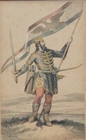 Attila hun király ábrázolása 1862 eredeti litográfia Kolozsvár