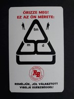 Kártyanaptár 1976 - Fővárosi Ruházati Bolt, RB, Őrizze meg! Ez az Ön mérete feliratú naptár