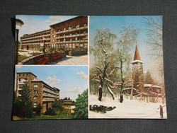Képeslap,Galyatető,mozaik,SZOT üdülő szálló,Róm. kat. templom látkép,részlet, 1969-