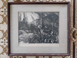 Aba - Novák Vilmos - Körmenet, Felsőbánya1926 - rézmetszet