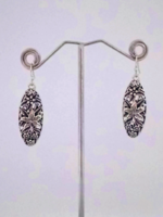 Filigrán ovális Virágos ezüstözött fülbevaló 456