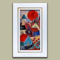 Fehér Kornélia: Alkonyat - rekesz-zománc - keretezve 27x17cm - alkotás 20x10cm - R25/116