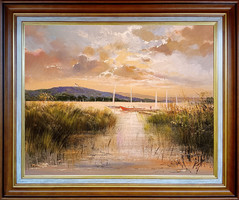 Kabul Adilov: Balatoni vitorlások - keretezve:50x60cm - alkotás:40x50cm - 25/209