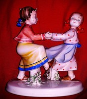 Gyönyörű antik METZLER & ORTLOFF Táncoló leányok porcelán figura 14 x16 cm a képek szerint