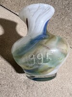 Régi színes üveg váza 1995 felirattal. 3673