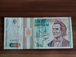 Románia, 1000 Lei, Lej, 1999