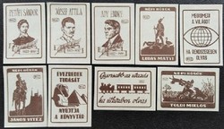 Gy121 / 1962 Írók, Könyvek gyufacímke 9 db-s teljes sor
