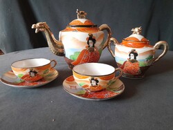 Japán Satsuma porcelán 2 személyes kávés készlet