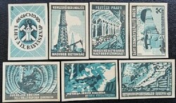 Gy139 / 1959 Bányásznap gyufacímke 7 db-s teljes sor