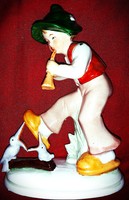 Antik német Grafenthal Tilinkzó táncoló kislegény madarakkal porcelán figura 15X12 cm képek szerint