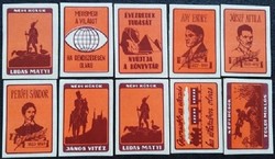 Gy117 / 1962 Írók, Könyvek gyufacímke 9 db-s teljes sor