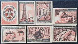 Gy138 / 1959 Bányásznap gyufacímke 7 db-s teljes sor