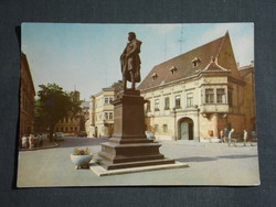 Képeslap,Győr,Altabak ház,Kisfaludy Károly szobor,utca látkép,részlet,1966-