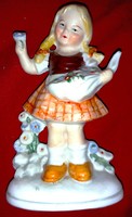 Antik német Grafenthal porcelán VIRÁGOT SZEDŐ LEÁNY figura 13 cm a képek szerint