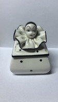 Bassano olasz porcelán bonbonier / ékszeres doboz bohóc harlekin Pierot