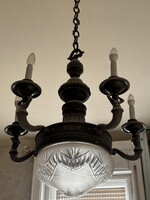 Nagyméretû antic Art-Deco bronz figurás csillár es falikar