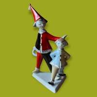Hollóházi porcelán bohóc figurális szobor