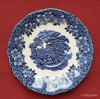 Woodland Wedgwood angol porcelán kék jelenetes csészealj tányér kistányér