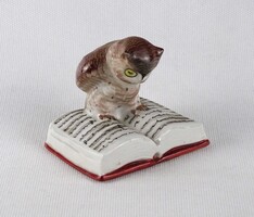 1U729 Régi Drasche porcelán bagoly könyvmoly