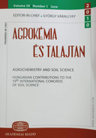 Agrokémia és talajtan vol. 59. num. 1. (2010. június) - Agrochemistry and Soil Science - Várallyai György