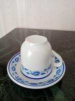 Régi  jelzett Zsolnay porcelán kávés / mokkás csészealj +  jelzetlen csésze   kék - fehér virágos