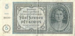 5 korun korona kronen 1942 Cseh Morva Protektorátus 3.