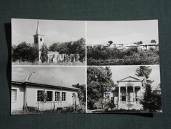 Képeslap,Horpács,mozaik,Mikszáth múzeum,templom,utca látkép,részlet, 1966-