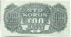 100 korun korona 1944 VH. Csehszlovákia Nem perforált