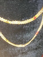 Aranyszínű sokszálas sokgyöngyös nyakék gyöngysor