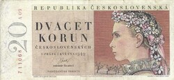 20 korun korona 1949 Csehszlovákia Nem perforált