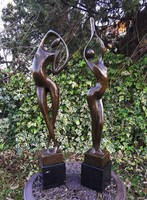 Női akt bronz szobrok - art deco műalkotás