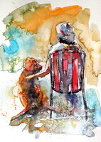 Friends forever- watercolor painting /Örök barátok - akvarell festmény
