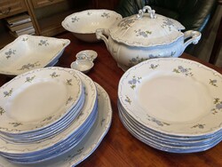 Zsolnay porcelán kék barackvirágos 6 személyes - 23 darabos étkészlet - I oszt.