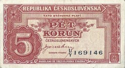 5 korun korona 1945 Csehszlovákia 3. Gyönyörű