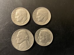 USA - három 1 dime, egy 5 cent