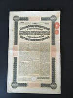 Temes és Somogy-Vármegyei  Egyesült Helyi Érdekűi Vasutak Részvénytársaság Kötvény 1913.
