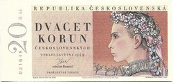 20 korun korona 1949 Csehszlovákia UNC Nem perforált